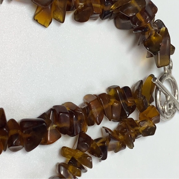 Early Silpada VERY RARE 2-Strand Sterling & Amber Bead Toggle Clasp Necklace - Picture 11 of 16
